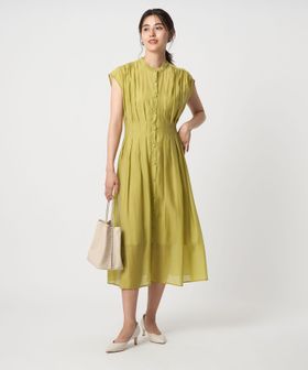 green label relaxing/カッセン ウエストタック フレンチスリーブ ワンピース/ワンピース