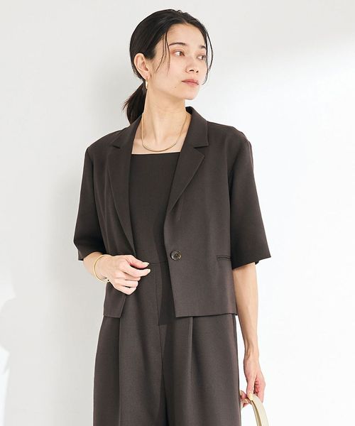 green label relaxing/Softリネンライク ショートスリーブ ジャケット ―マシンウォッシャブル・吸水速乾―/テーラードジャケット