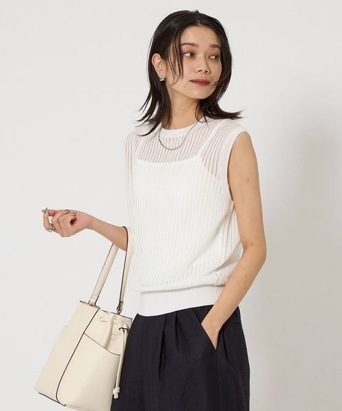 green label relaxing/シャーリー ハリヌキ フレンチスリーブ プルオーバー ニット ―ウォッシャブル―/ニット / セーター