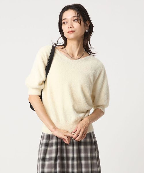 green label relaxing/フラッフフェザー 2WAY ショートスリーブ ニット プルオーバー ―ウォッシャブル―/ニット / セーター