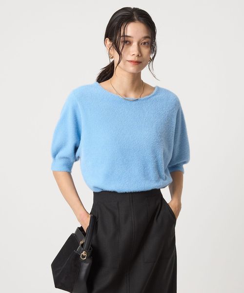 green label relaxing/フラッフフェザー 2WAY ショートスリーブ ニット プルオーバー ―ウォッシャブル―/ニット / セーター