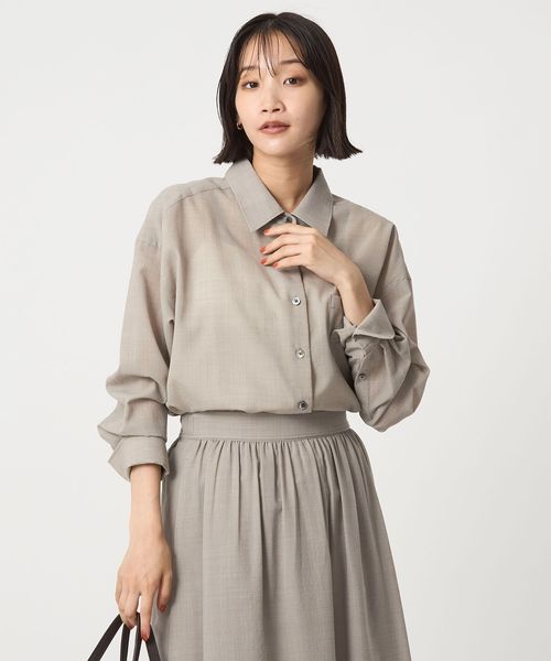 size SHORTあり］ウール混ボイル シャツ ―ウォッシャブル―
