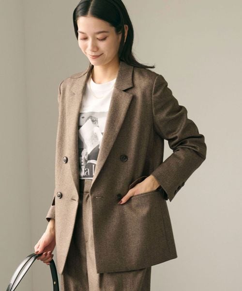 green label relaxing/ホームスパン ダブル ジャケット ストレッチ/テーラードジャケット