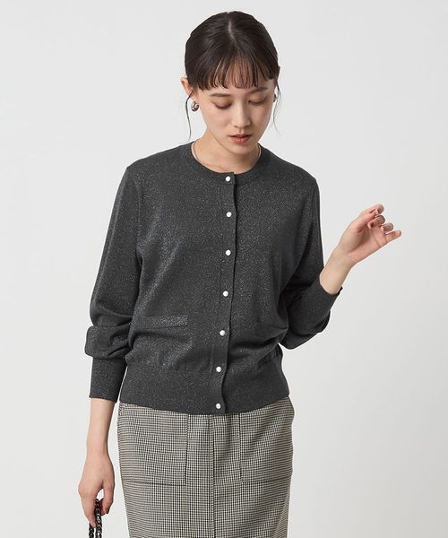 green label relaxing/ラメ クルーネック ニット カーディガン ウォッシャブル/カーディガン / ボレロ