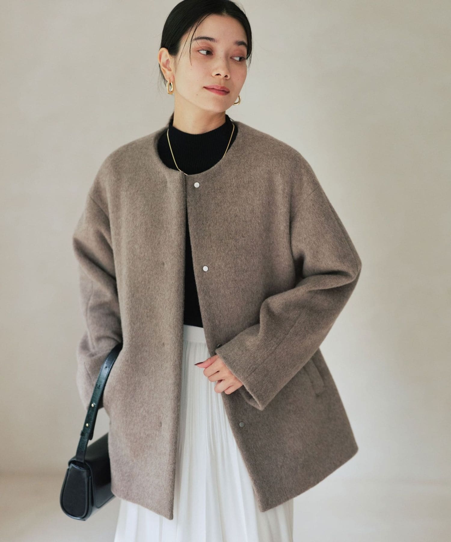 JOURNAL STANDARD スーパー140ビーバーノーカラーショートコート 公式