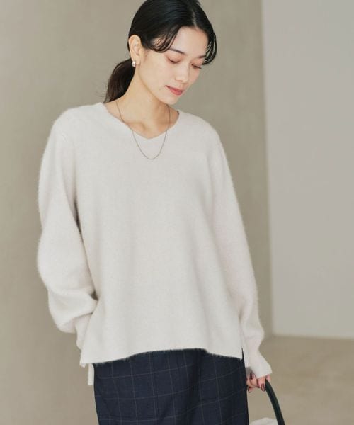 green label relaxing/FOXブレンド フォルム Vネック ニット プルオーバー/ニット / セーター