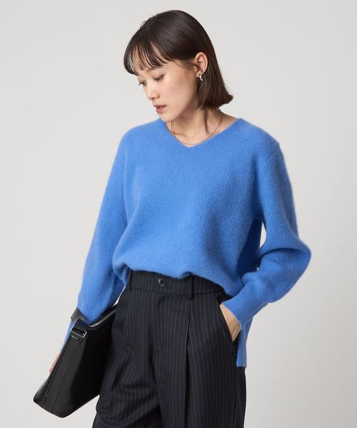 green label relaxing/FOXブレンド フォルム Vネック ニット プルオーバー/ニット / セーター