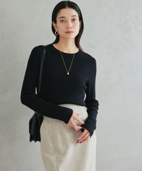 green label relaxing/ウール リブ クルーネック ニット プルオーバー ウォッシャブル/ニット / セーター