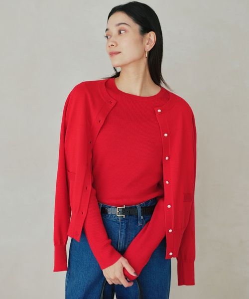 green label relaxing/ウール リブ クルーネック ニット プルオーバー ウォッシャブル/ニット / セーター