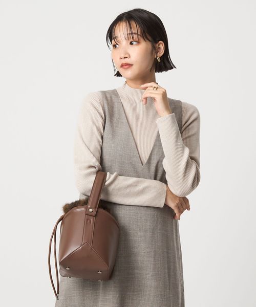 green label relaxing/ラメ リブ ボトルネック ニット プルオーバー ウォッシャブル/ニット / セーター