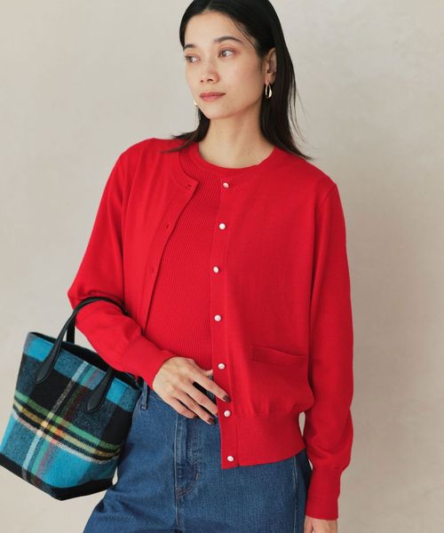 green label relaxing/ウール クルーネック カーディガン ウォッシャブル/カーディガン / ボレロ