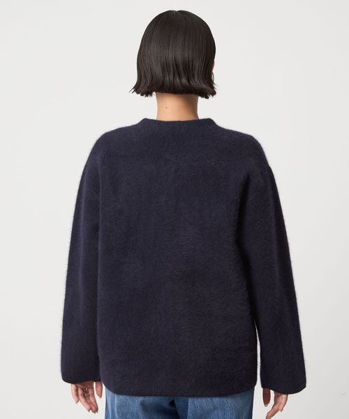 size SHORTあり］FOXブレンド セッケツ ノーカラー カーディガン