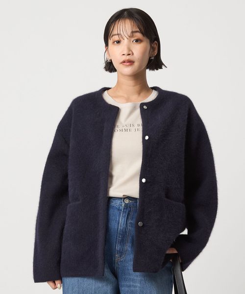 green label relaxing/［size SHORTあり］FOXブレンド セッケツ ノーカラー カーディガン/カーディガン / ボレロ
