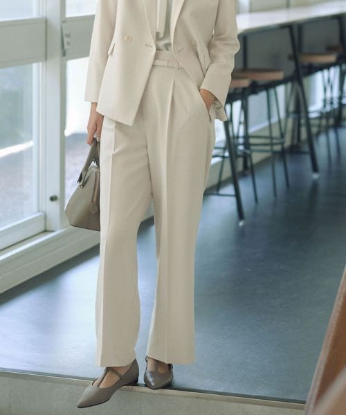 green label relaxing/［size SHORT/TALLあり］パウドレ ワイド パンツ ナチュラル/スラックス