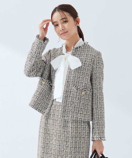 green label relaxing/ツイードライク ノーカラー ジャケット/ノーカラージャケット