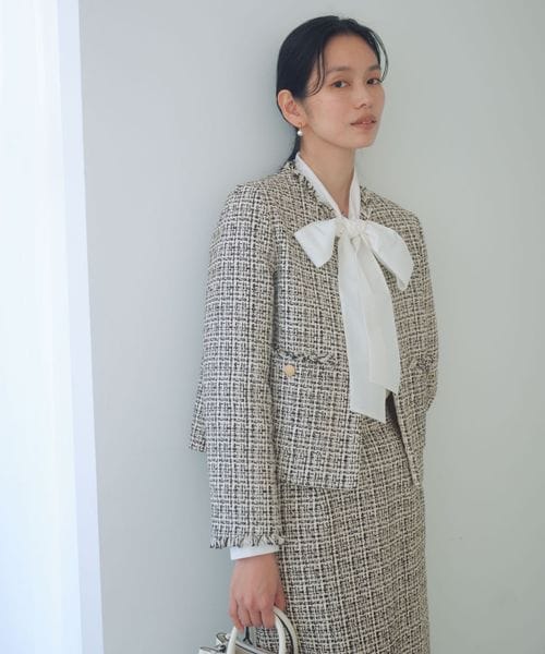 green label relaxing/ツイードライク ノーカラー ジャケット/ノーカラージャケット