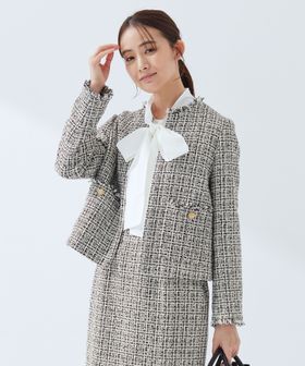 green label relaxing/ツイードライク ノーカラー ジャケット/ノーカラージャケット