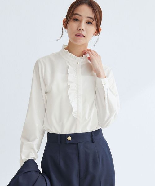 green label relaxing/フリル ディテール ブラウス マシンウォッシャブル UVカット/シャツ / ブラウス