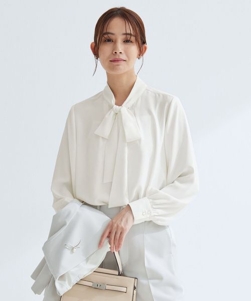 green label relaxing/トロミ ボウタイ ブラウス マシンウォッシャブル/シャツ / ブラウス