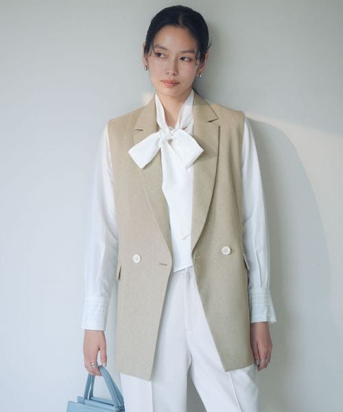 green label relaxing/Greed グリード メランジ テーラード ジレ ウォッシャブル ストレッチ/ベスト