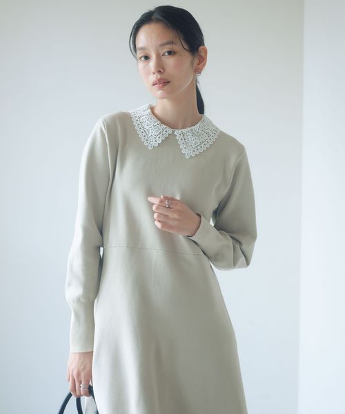 green label relaxing/エリレース 2WAY ニット ワンピース ウォッシャブル/ワンピース