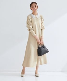 green label relaxing/エリレース 2WAY ニット ワンピース ウォッシャブル/ワンピース