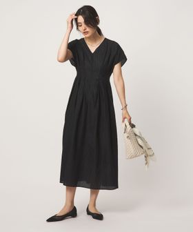 green label relaxing/シアー チェック フレンチスリーブ ワンピース/ワンピース