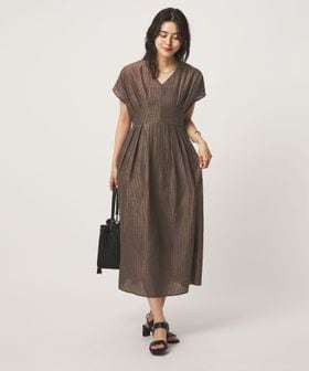 green label relaxing/シアー チェック フレンチスリーブ ワンピース/ワンピース