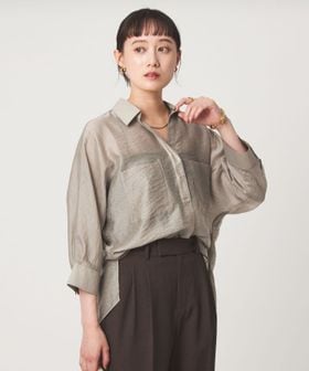 green label relaxing/エアリーシアー スキッパー ポケット シャツ 接触冷感/シャツ / ブラウス