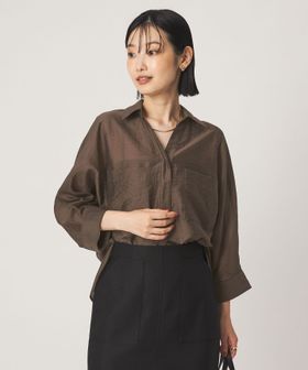 green label relaxing/エアリーシアー スキッパー ポケット シャツ 接触冷感/シャツ / ブラウス