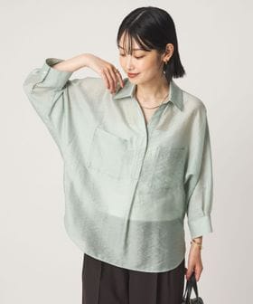 green label relaxing/エアリーシアー スキッパー ポケット シャツ 接触冷感/シャツ / ブラウス