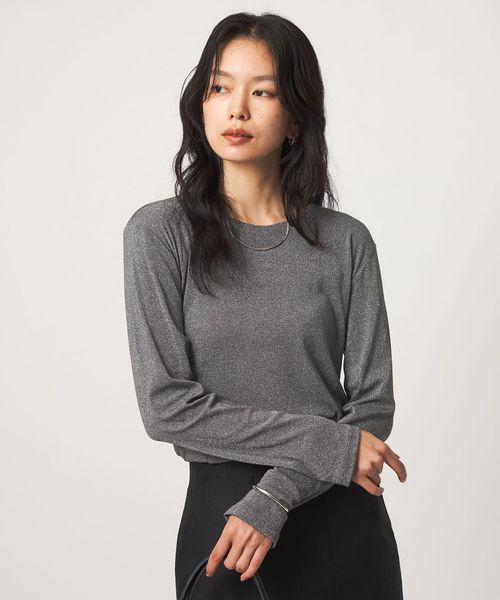 green label relaxing/シャイニーラメ クルーネック ロングスリーブ カットソー/Tシャツ / カットソー