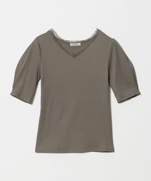 green label relaxing/ブライトリブ レース 5分袖 プルオーバー カットソー/Tシャツ / カットソー