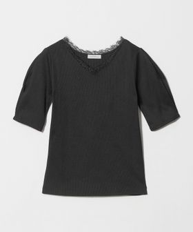 green label relaxing/ブライトリブ レース 5分袖 プルオーバー カットソー/Tシャツ / カットソー
