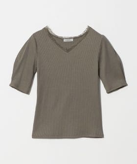 green label relaxing/ブライトリブ レース 5分袖 プルオーバー カットソー/Tシャツ / カットソー