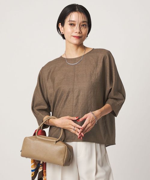 green label relaxing/トリアセ 7分袖 プルオーバー ブラウス マシンウォッシャブル UVカット 通気性/シャツ / ブラウス