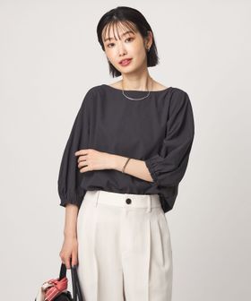 green label relaxing/Breeze Cool ボートネック 7分袖 ブラウス マシンウォッシャブル 吸水速乾 通気性 UVカット/シャツ / ブラウス