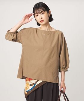 green label relaxing/Breeze Cool ボートネック 7分袖 ブラウス マシンウォッシャブル 吸水速乾 通気性 UVカット/シャツ / ブラウス