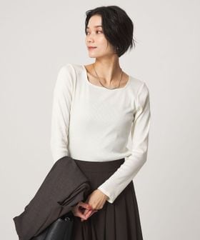 green label relaxing/ブライトリブ スクエアネック ロングスリーブ カットソー/Tシャツ / カットソー