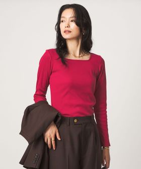 green label relaxing/ブライトリブ スクエアネック ロングスリーブ カットソー/Tシャツ / カットソー