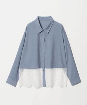 green label relaxing/【WEB限定】＜at ease＞スソ レース ロングスリーブ ブラウス UVカット/シャツ / ブラウス