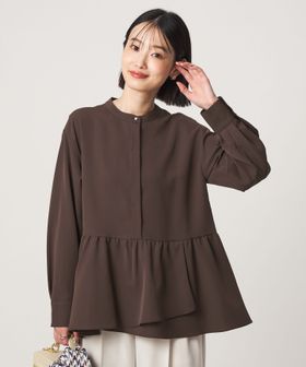 green label relaxing/ツイル ペプラム ブラウス マシンウォッシャブル ストレッチ/シャツ / ブラウス