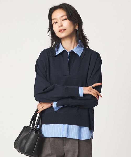 green label relaxing/2WAY  スキッパー シャツ プルオーバー ニット/ニット / セーター