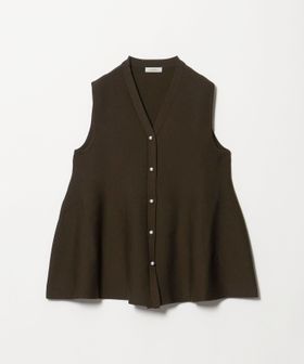 green label relaxing/フェイクパールボタン ペプラム ニット ジレ ウォッシャブル/ベスト