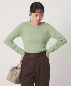 green label relaxing/ウール リブ ボートネック ニット プルオーバー ウォッシャブル/ニット / セーター