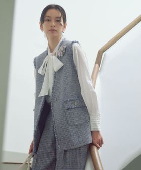 green label relaxing/［size SHORTあり］ライト ツイードライク ジレ/ベスト