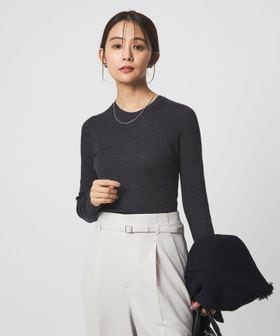 green label relaxing/ウール シアー リブ クルーネック ニット ウォッシャブル/ニット / セーター