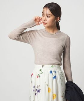 green label relaxing/ウール シアー リブ クルーネック ニット ウォッシャブル/ニット / セーター