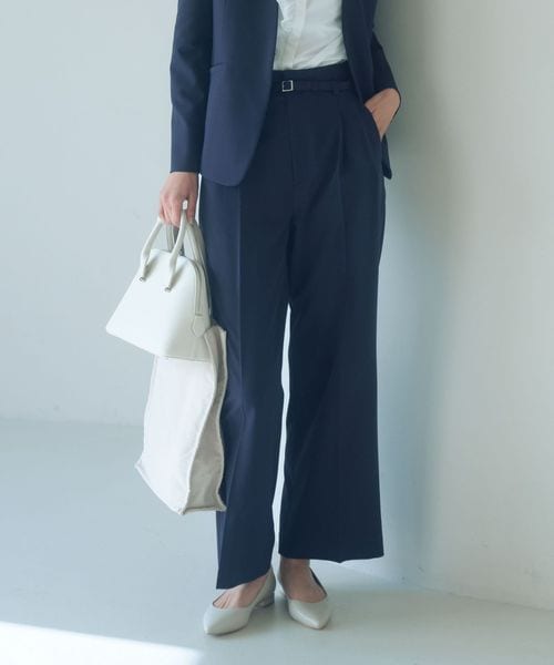 green label relaxing/［size SHORT/TALLあり］パウドレ ワイド パンツ ウォッシャブル ストレッチ/スラックス