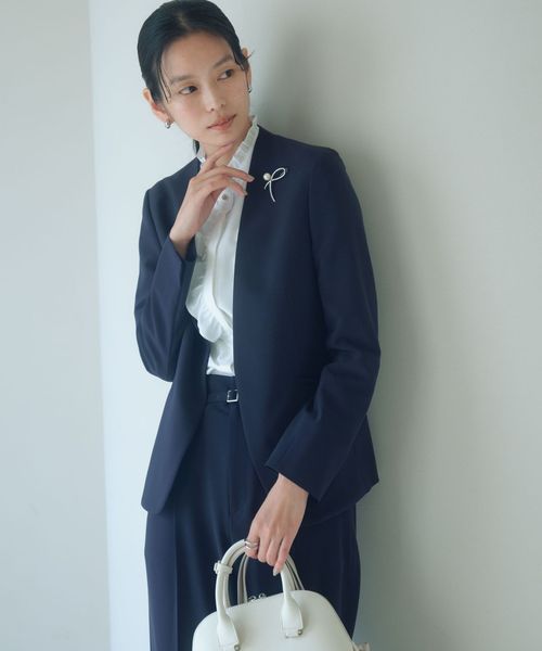 green label relaxing/［size SHORTあり］パウドレ ノーラペル ジャケット ウォッシャブル ストレッチ/ノーカラージャケット